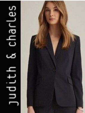 Judith & Charles Gaia Techno Blazer Fitted Single Breasted Black Size 0